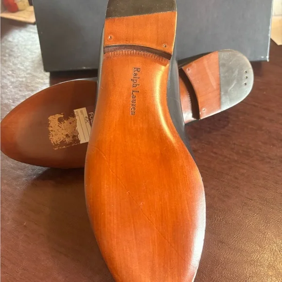 Ralph Lauren NWT blue and cream penny loafers size 9 shoes - Picture 5 of 9